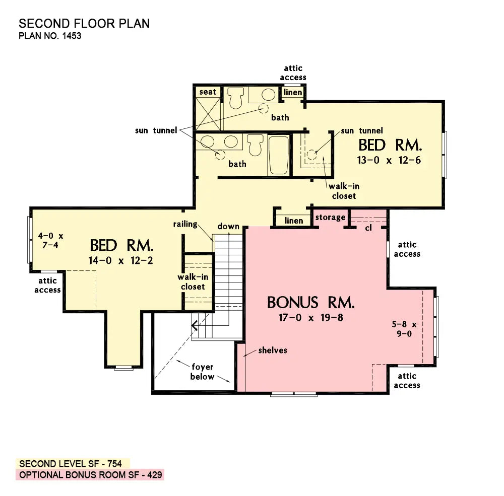 This is the second floor plan image for two story house plan 1453 The Maxwell