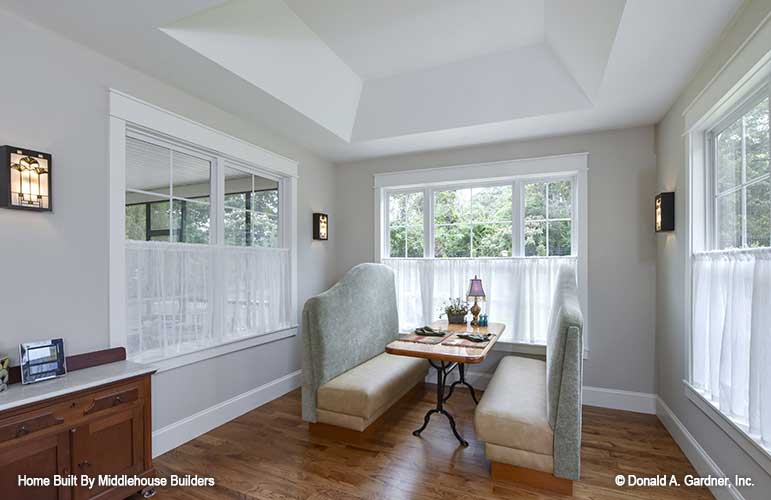 Tray ceiling and large windows in the breakfast room. The Mayfair plan 1317.