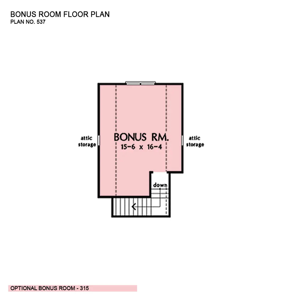 This is the bonus room floor plan image for southern living house plan 537 The Mayfield