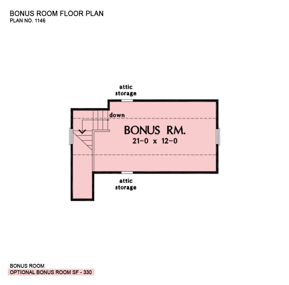 This is the bonus room floor plan image for farmhouse house plan 1146 The McConnell