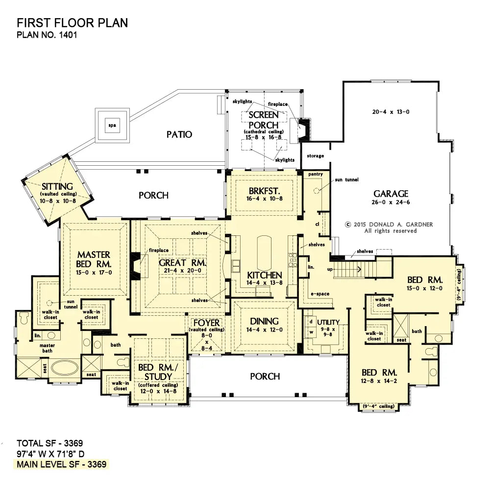 This is the first floor plan image for craftsman house plan 1401 The Meadow Creek