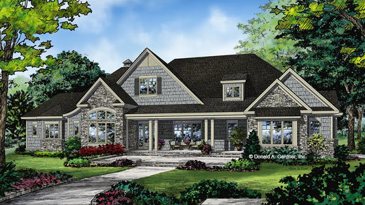 Front view illustration. The Meadow Creek plan 1401. 