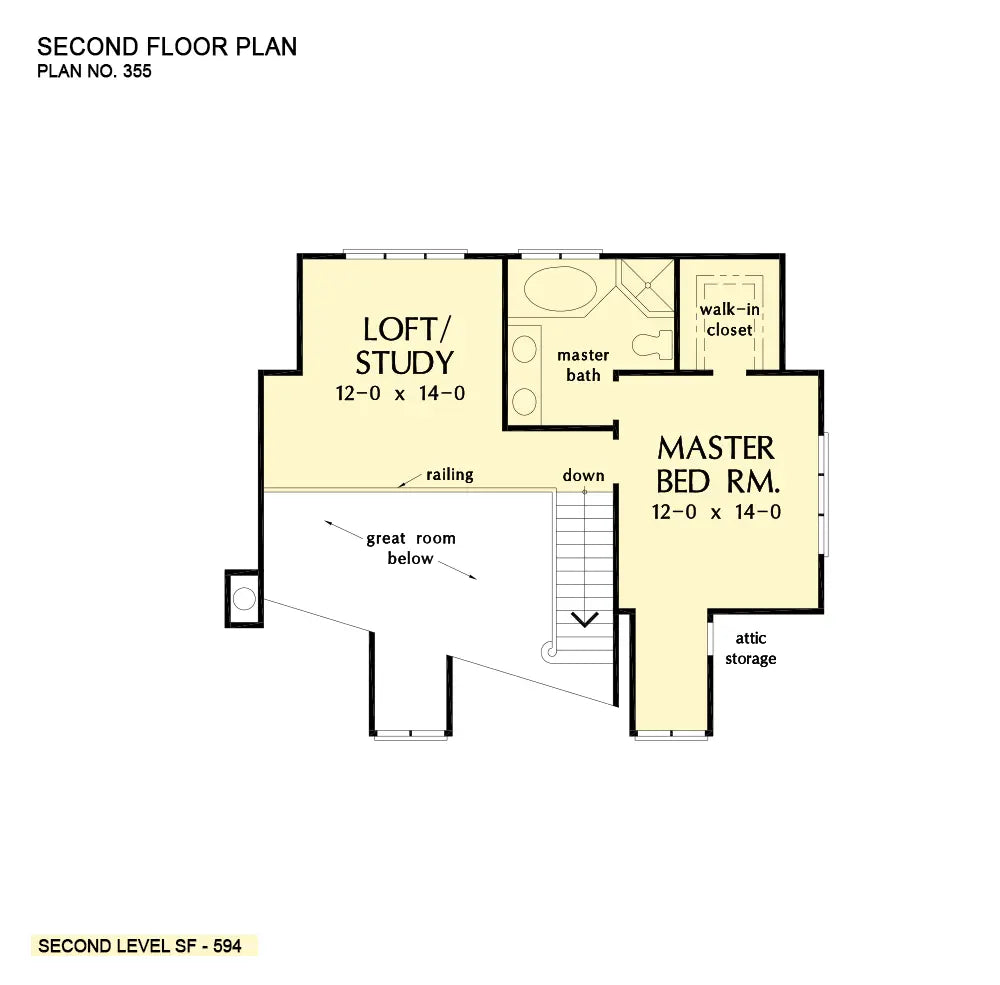 This is the second floor plan image for cabin house plan 355 The Meredith