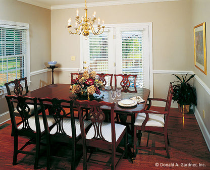 This is a photograph of the dining room of farmhouse plan 235 The Merrifield as built by a customer