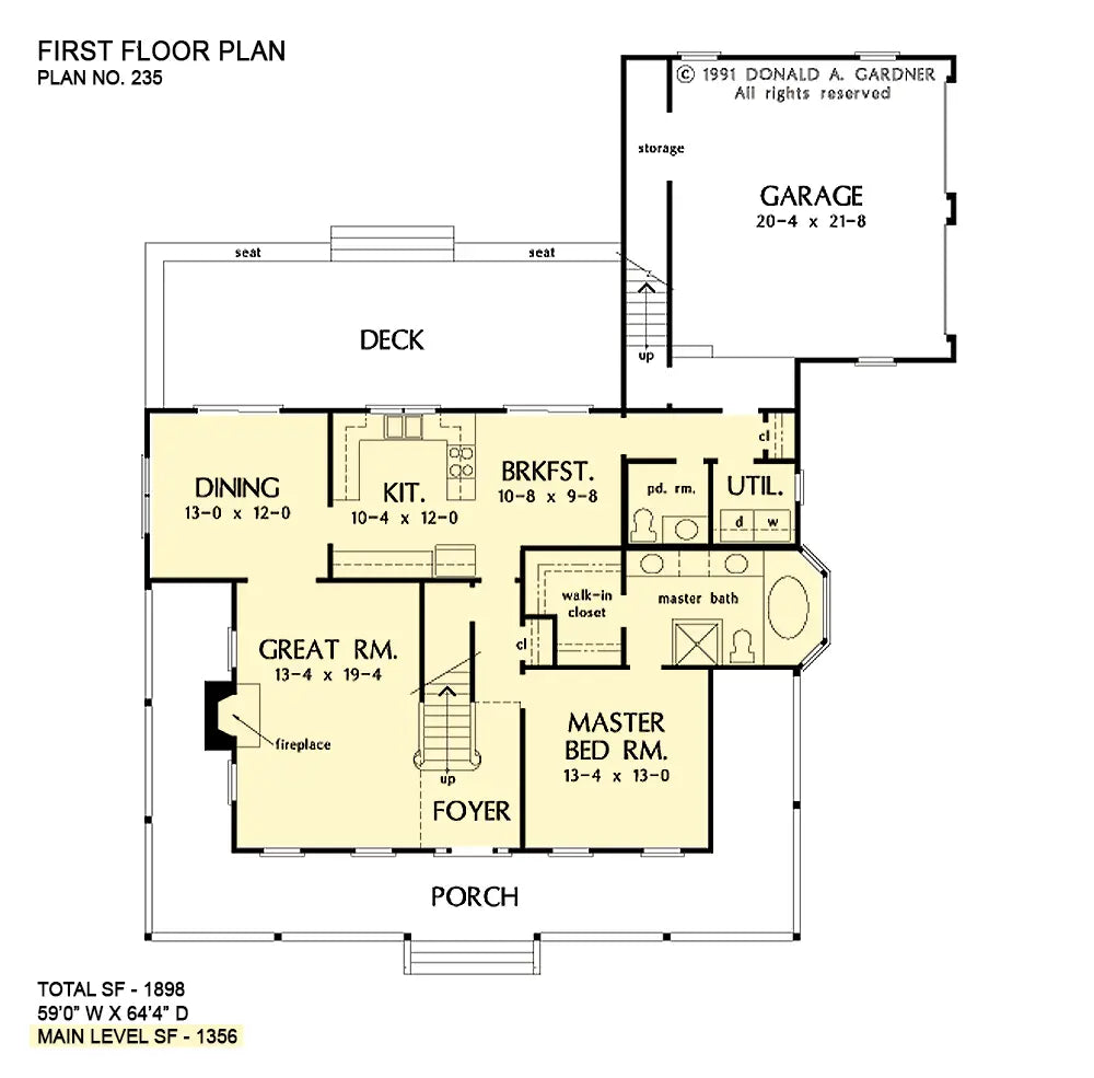 This is the first floor plan image for country house plan 235 The Merrifield