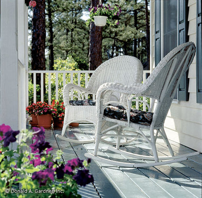 This is a photograph of the front porch of farmhouse plan 235 The Merrifield as built by a customer