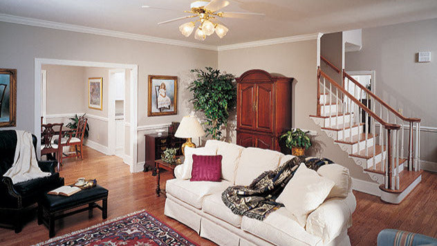 This is a photograph of the great room of farmhouse plan 235 The Merrifield as built by a customer