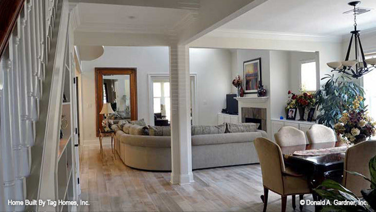 Collum separating the dining and great room. The Merrill plan 1209