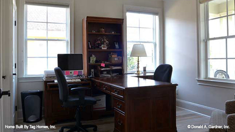 Crown molding along the ceiling in the study. The Merrill plan 1209