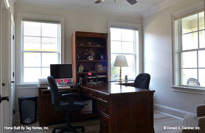 Crown molding along the ceiling in the study. The Merrill plan 1209