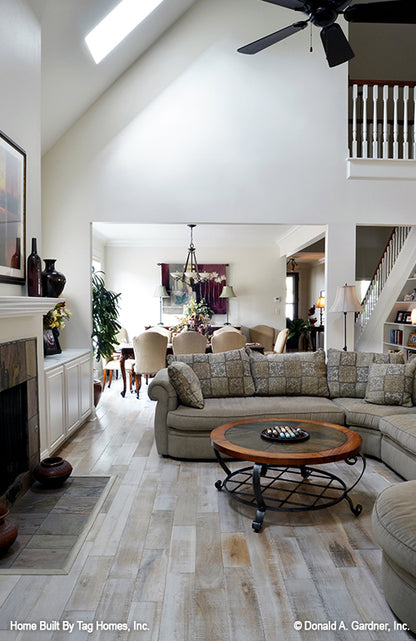 Great room view into the dining room off to the side. The Merrill plan 1209