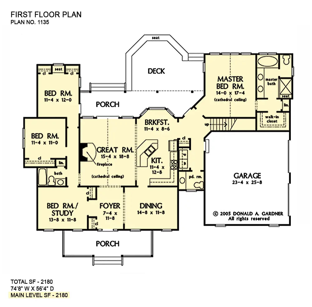 great room, kitchen, breakfast nook central to this home with the 2 car garage and master suite on the right with the bed rooms and study to the right