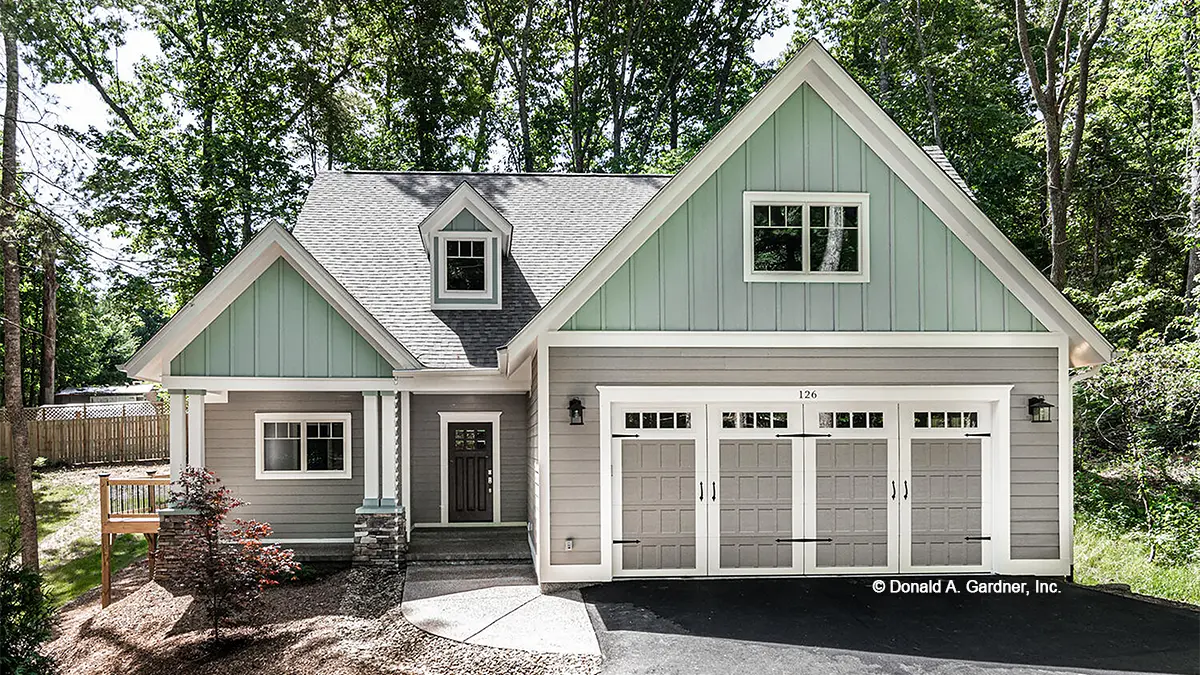 This is a photograph of the front of cottage house plan 1559 The Millicent as built by a customer