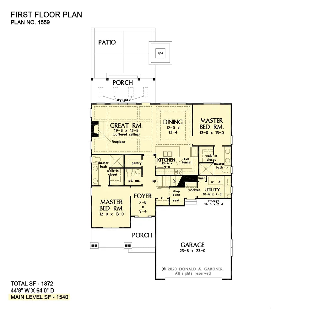 This is the first floor plan image for cottage house plan 1559 The Millicent