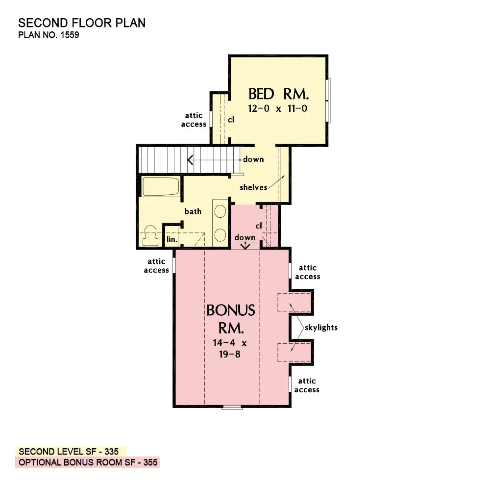 This is the second floor plan image for two story house plan 1559 The Millicent