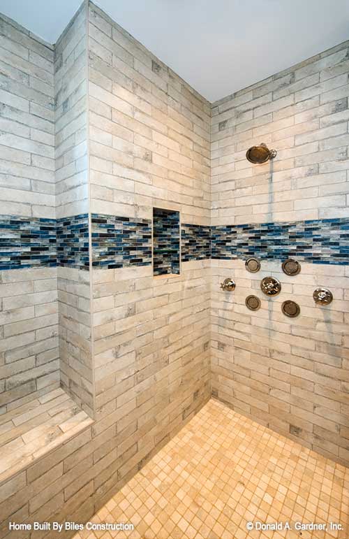 Spacious tiled master shower 