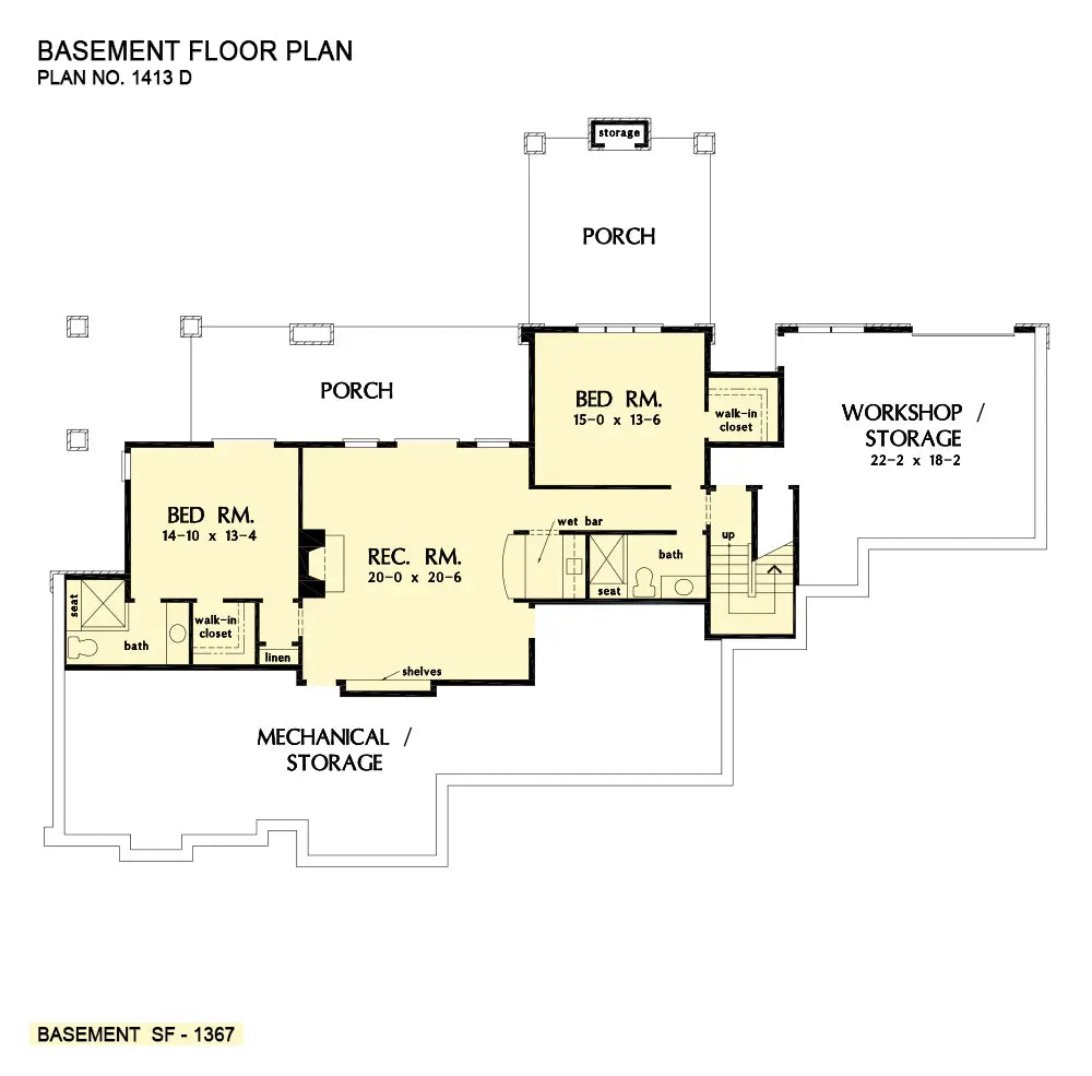 This is the basement floor plan image for house plan 1413 The Mitchell