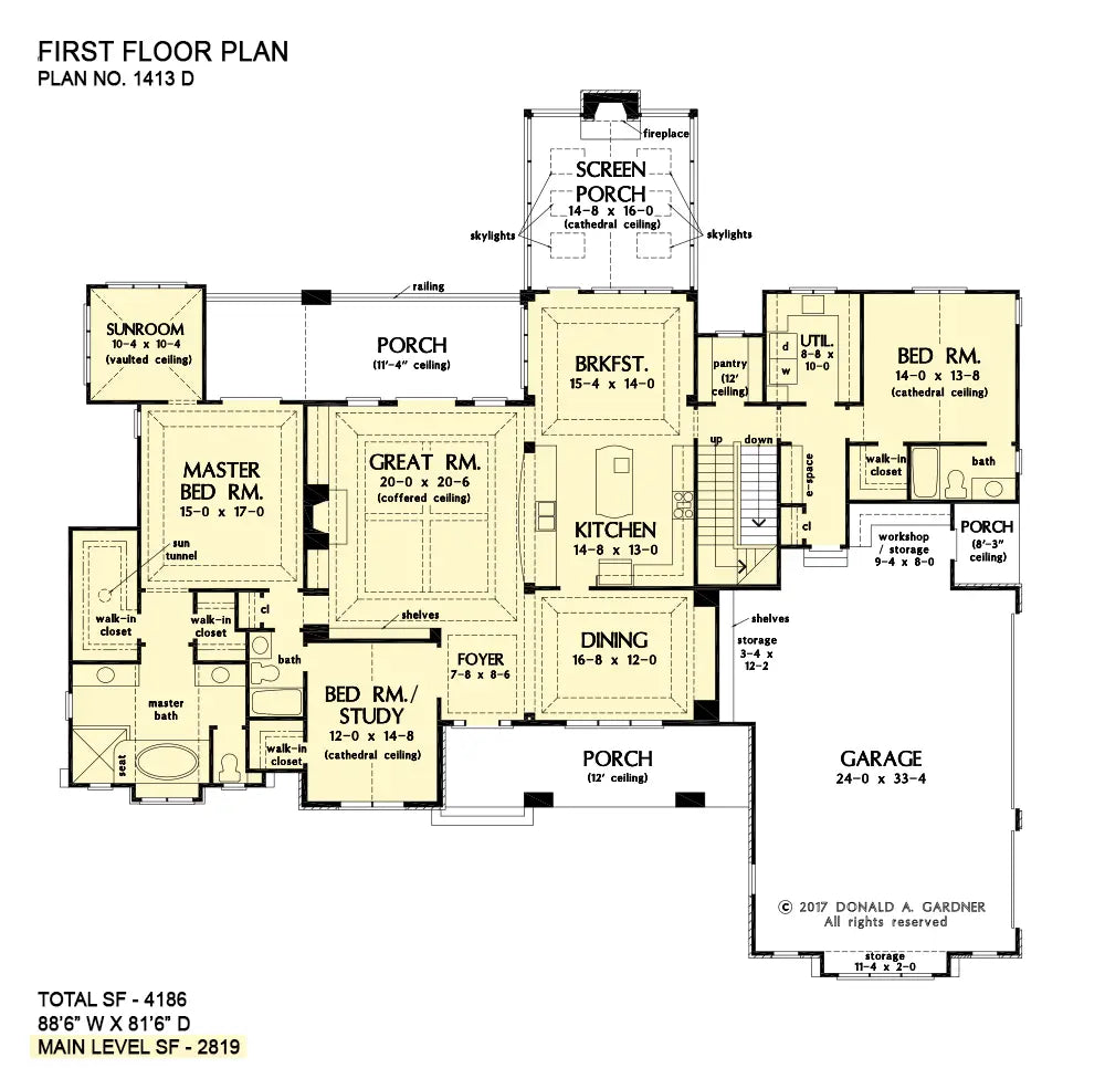 This is the first floor plan image for house plan 1413 The Mitchell