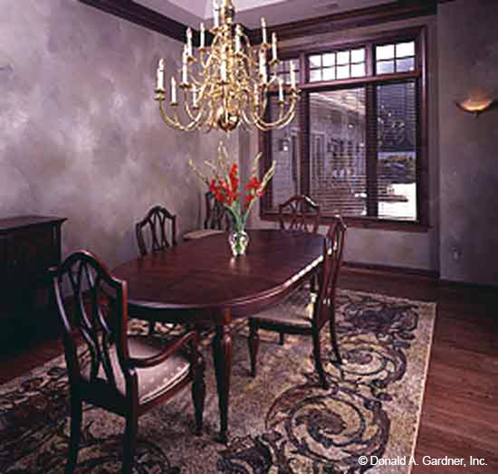 This is a photograph of the dining room of walkout basement house plan 711 The Monte Vista as built by a customer