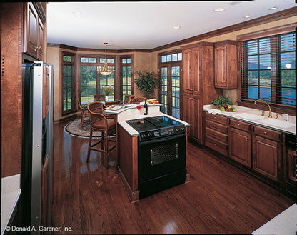 This is a photograph of the kitchen island of walkout basement house plan 711 The Monte Vista as built by a customer