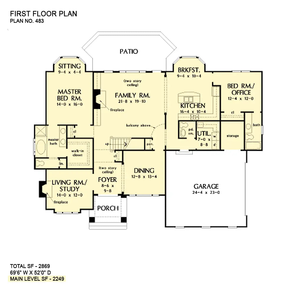 This is the first floor plan image for two story house plan 483 The Montpelier