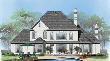 This is an illustration of the rear of four bedroom house plan 483 The Montpelier