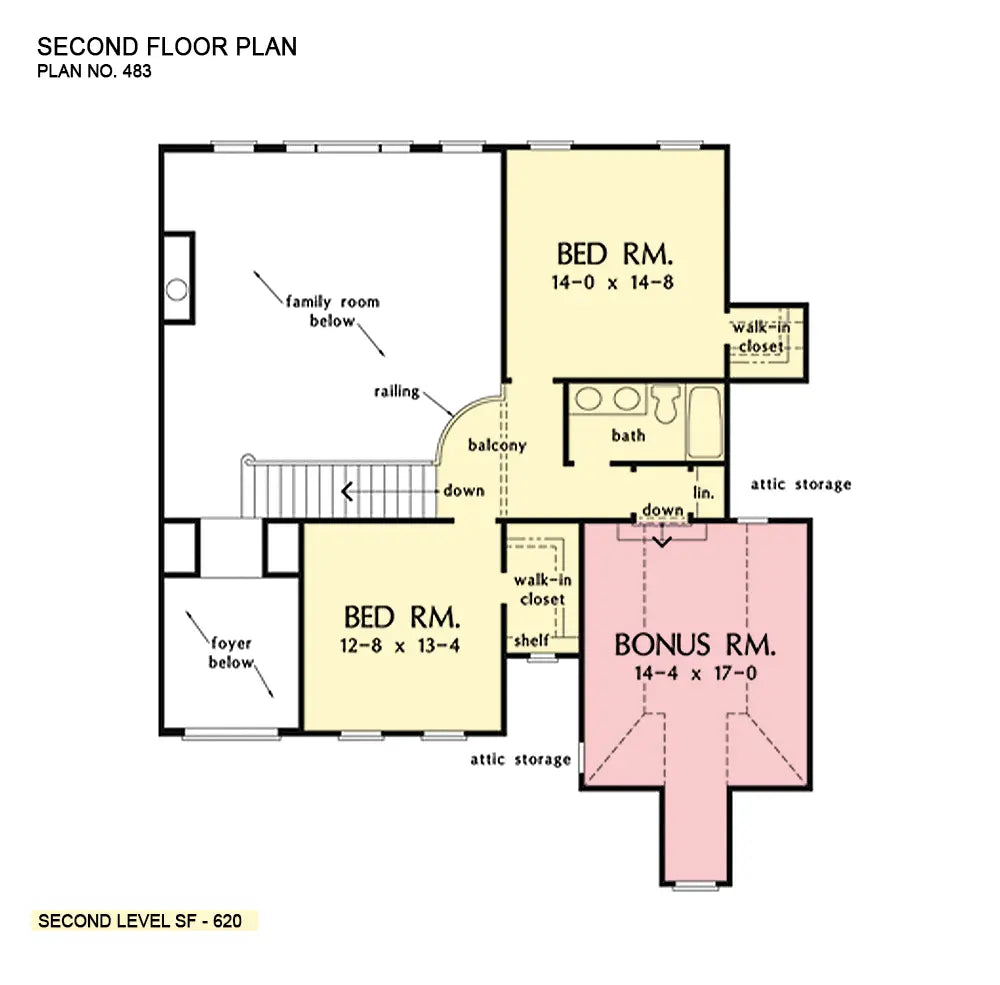 This is the second floor plan image for traditional house plan 483 The Montpelier