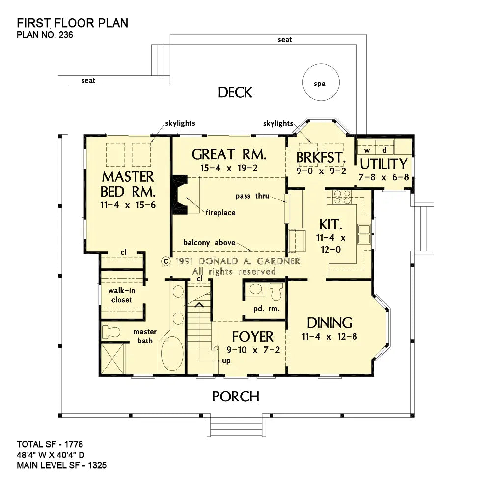 This is the first floor plan image for farmhouse house plan 236 The Morninglory