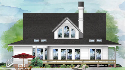 This is an illustration of the rear of country house plan 236 The Morninglory