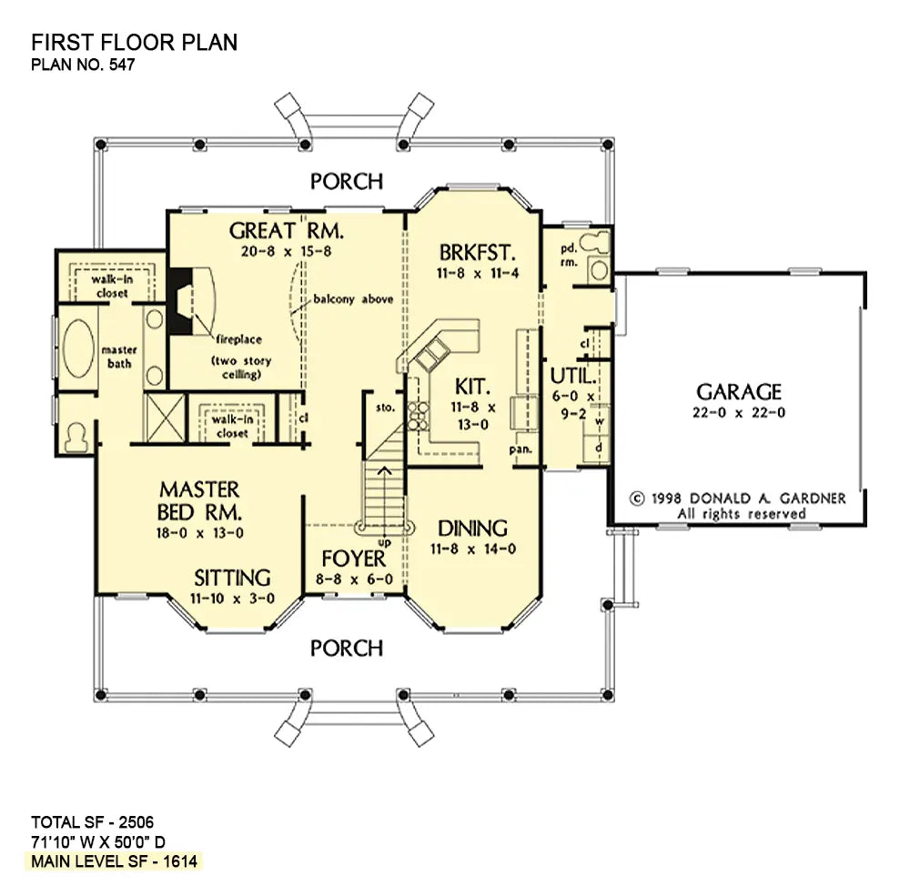 This is the first floor plan image for farmhouse house plan 547 The Mulberry