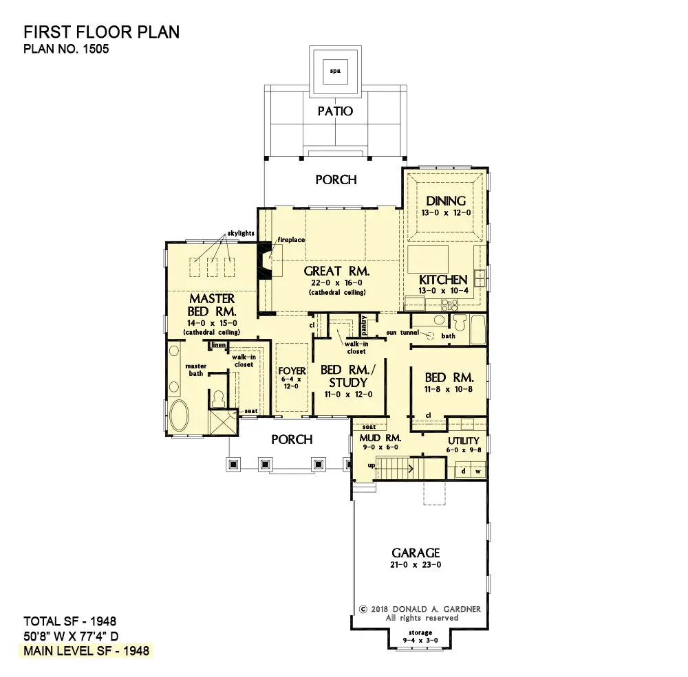 This is the first floor plan image for ranch house plan 1505 The Murray