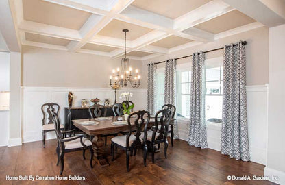 Coffered ceiling in the dining room. The Nicholette plan 1520.