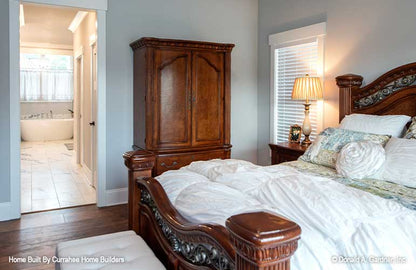 Master bedroom view into the master bathroom. The Nicholette plan 1520.