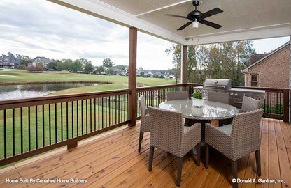 Ceiling fan in the screened in porch. The Nicholette plan 1520.