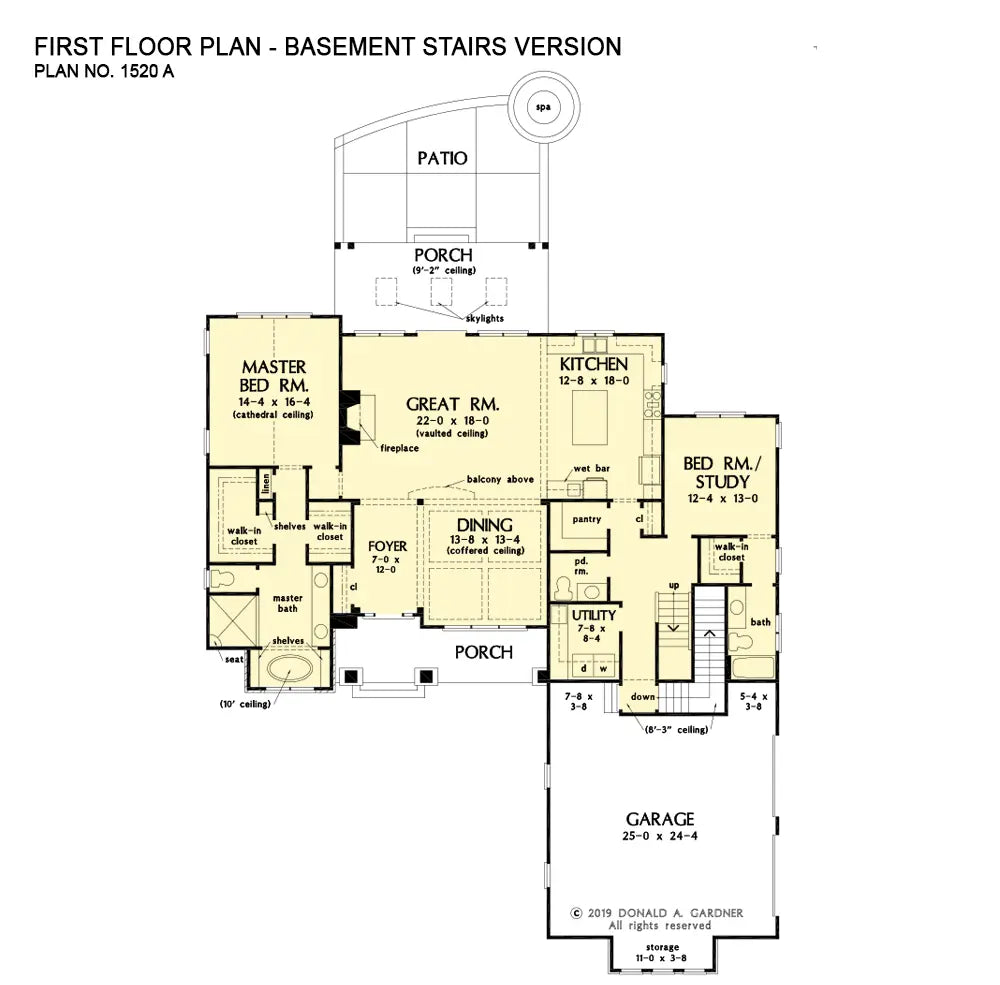 This is the first floor plan image for two story house plan 1520 The Nicholette if the home is built over a basement