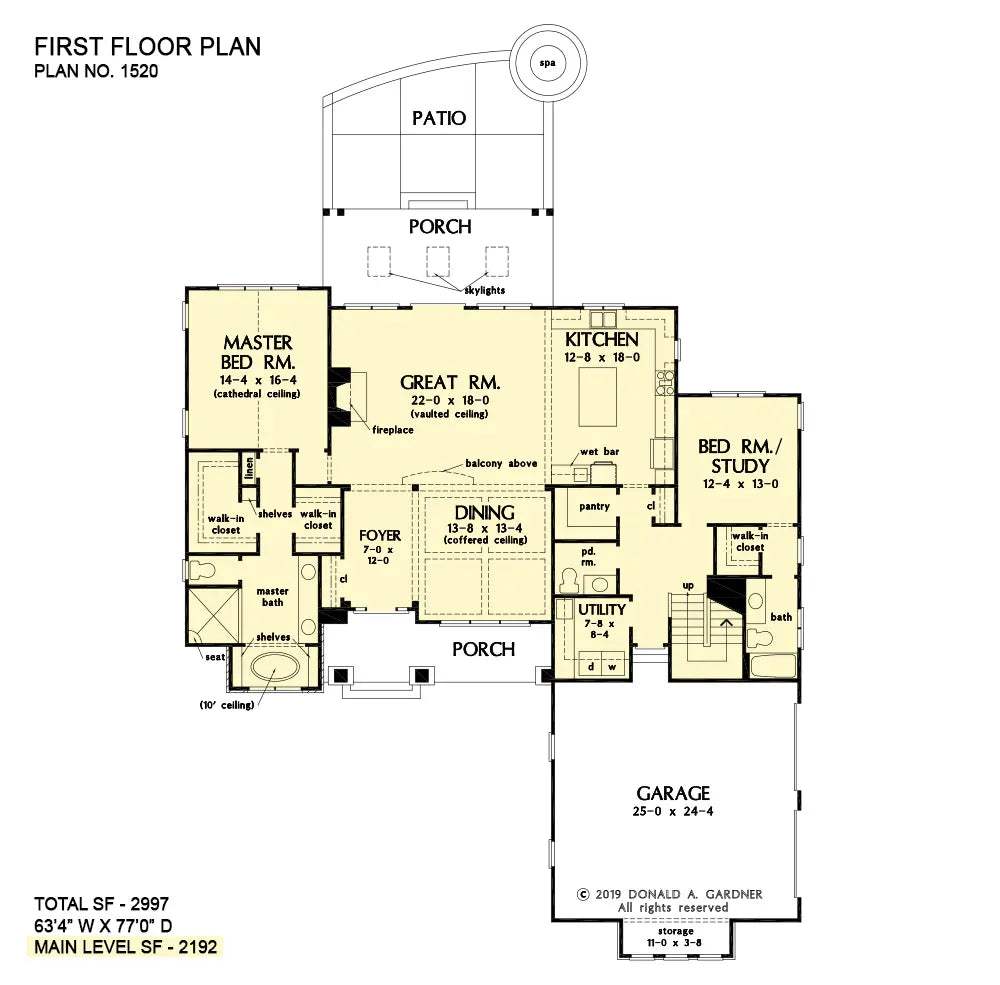 This is the first floor plan image for craftsman house plan 1520 The Nicholette