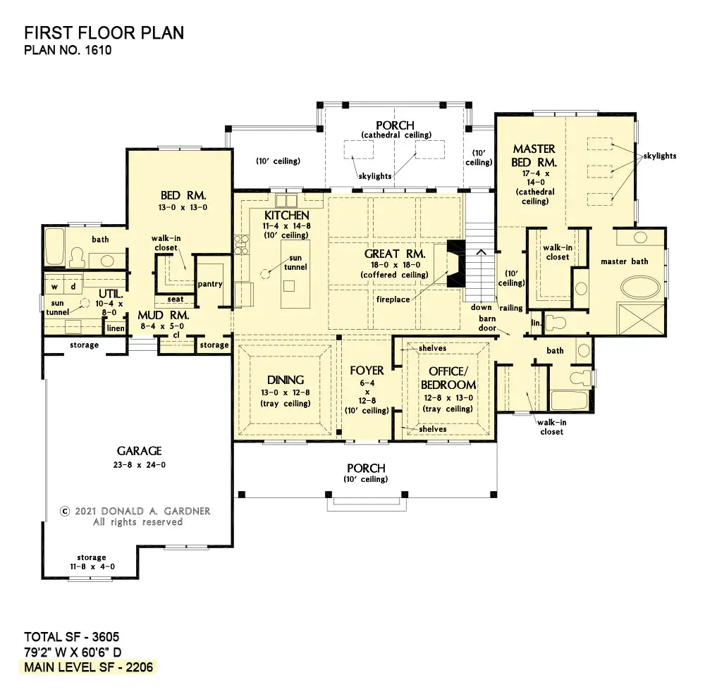 This is the first floor plan image for modern farmhouse house plan 1610 The Nikolai