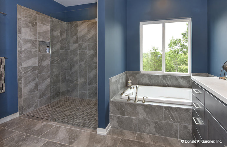 This is a picture of the master bathroom of contemporary house plan 209 The Northwood as built by a customer