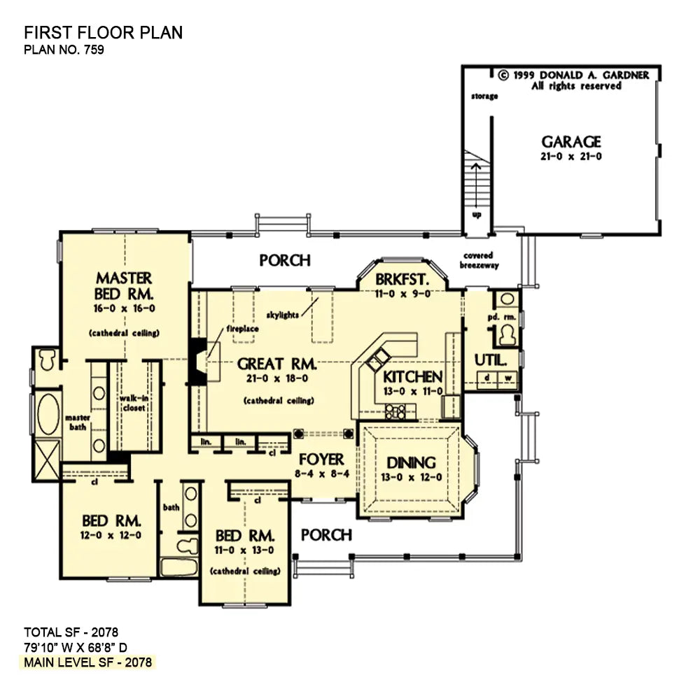 This is the first floor plan image for ranch house plan 759 The Northwyke