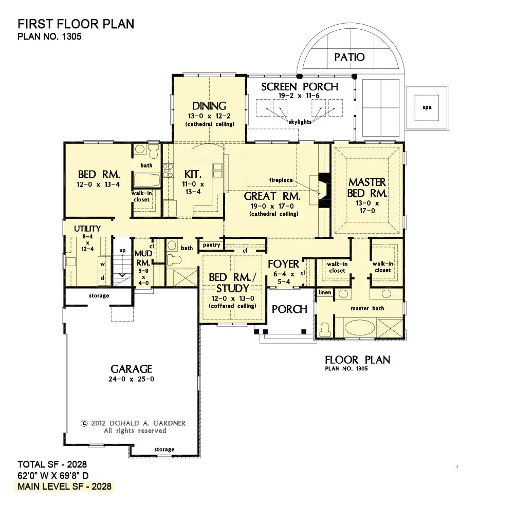 This is the first floor plan image for simple house plan 1305 The Norton