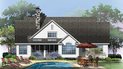 This is an illustration of the front of simple house plan 1305 The Norton