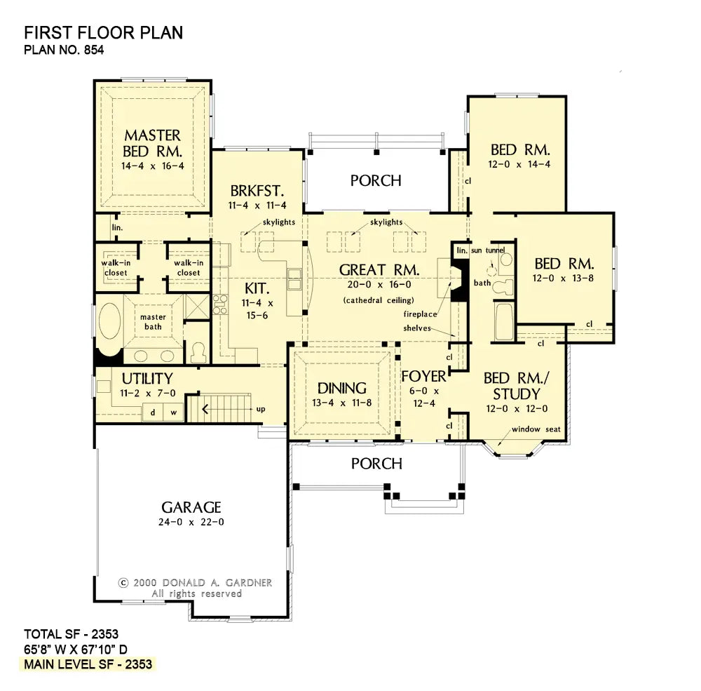 This is the first floor plan image for ranch house plan 854 The Nottingham