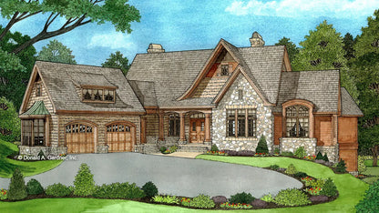 Front view illustration. The Oak Abbey plan 5003.