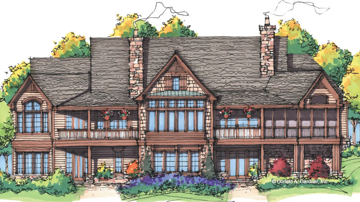 Rear view illustration. The Oak Abbey plan 5003.