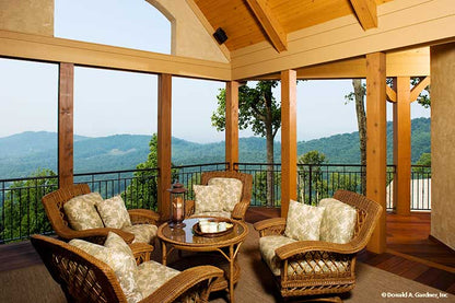 Mountain view from the screened in porch. The Oak Abbey plan 5003.