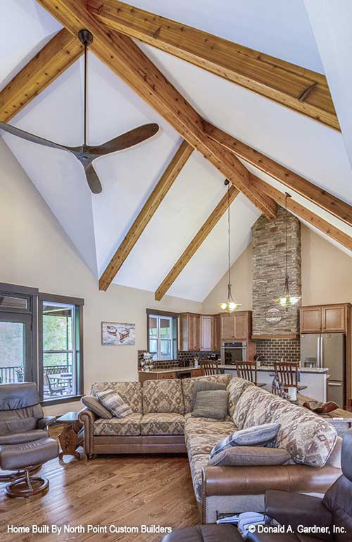 Picture of vaulted ceiling beams and spacious master for plan 1427 The Oliver