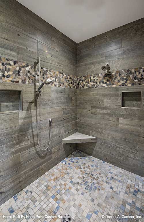 Picture of luxury tile shower in master bath for plan 1427 The Oliver