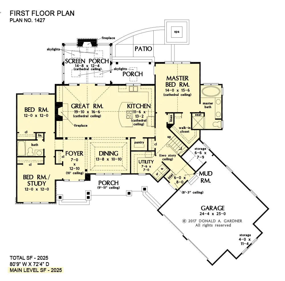 This is the first floor plan image for Craftsman house plan 1427 The Oliver