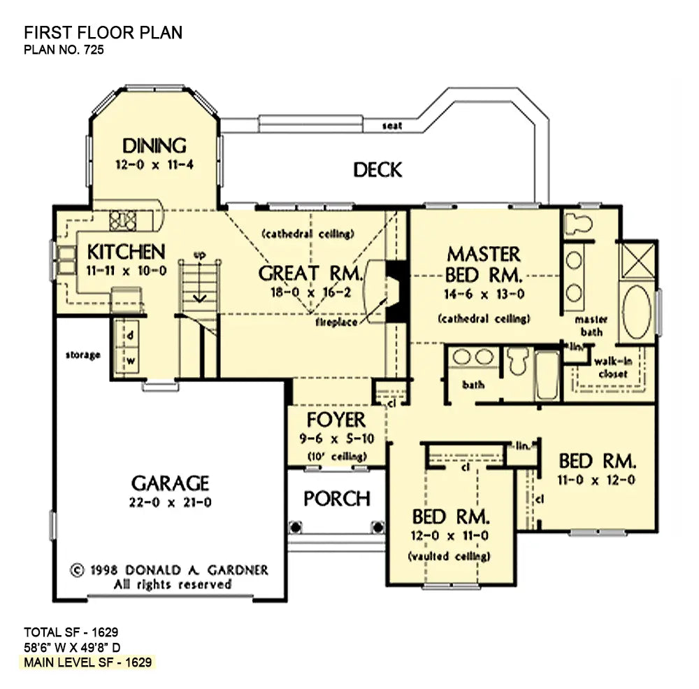 This is the first floor plan image for small house plan 725 The Olivia