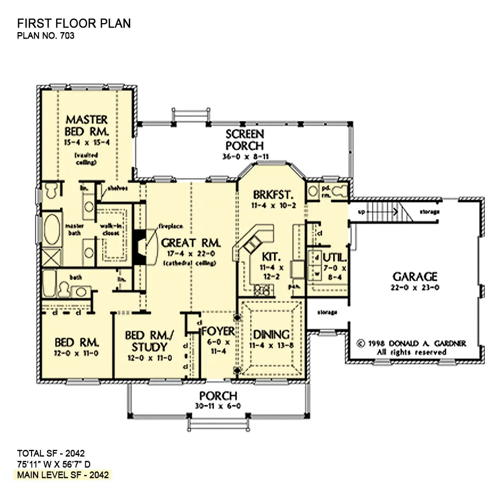 This is the first floor plan image for brick house plan 703 The Orchard Park